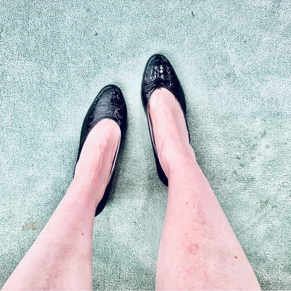 Hush Puppies Style Black Croc Glossy Leather Shoes